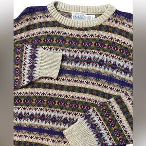 Vintage BREU’S Women’s Linen Blend Sweater‎ Size XL USA Made Multicolored Knit